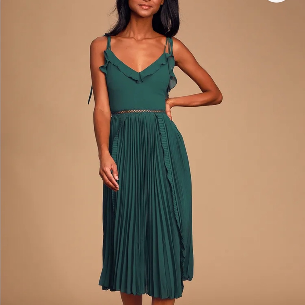 ❤️ Lulus Never a Dull Moment Emerald Green Midi Dress